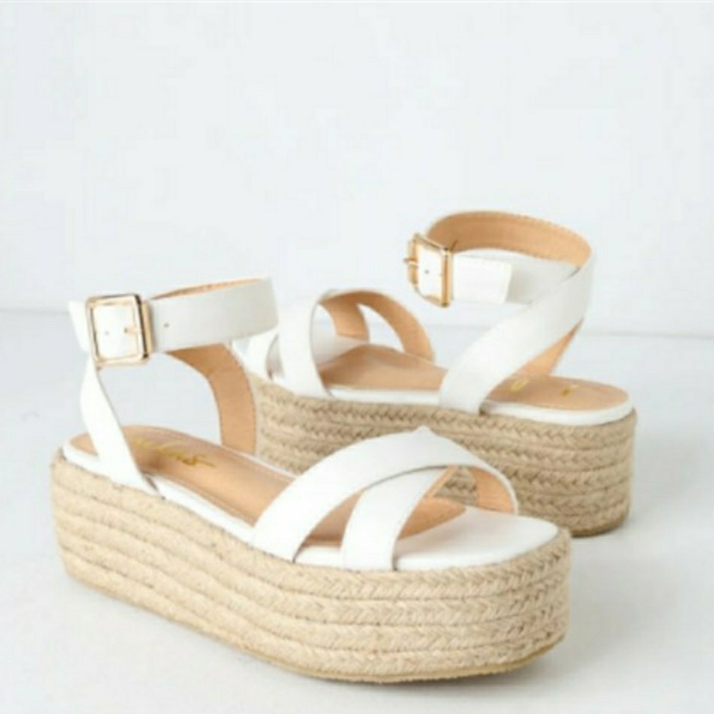 White Espadrille Platform Sandals